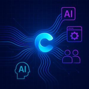 Cover image for an article on Microsoft Copilot updates from Build 2025, illustrating AI customization, new M365 app features, and AI agent teamwork.